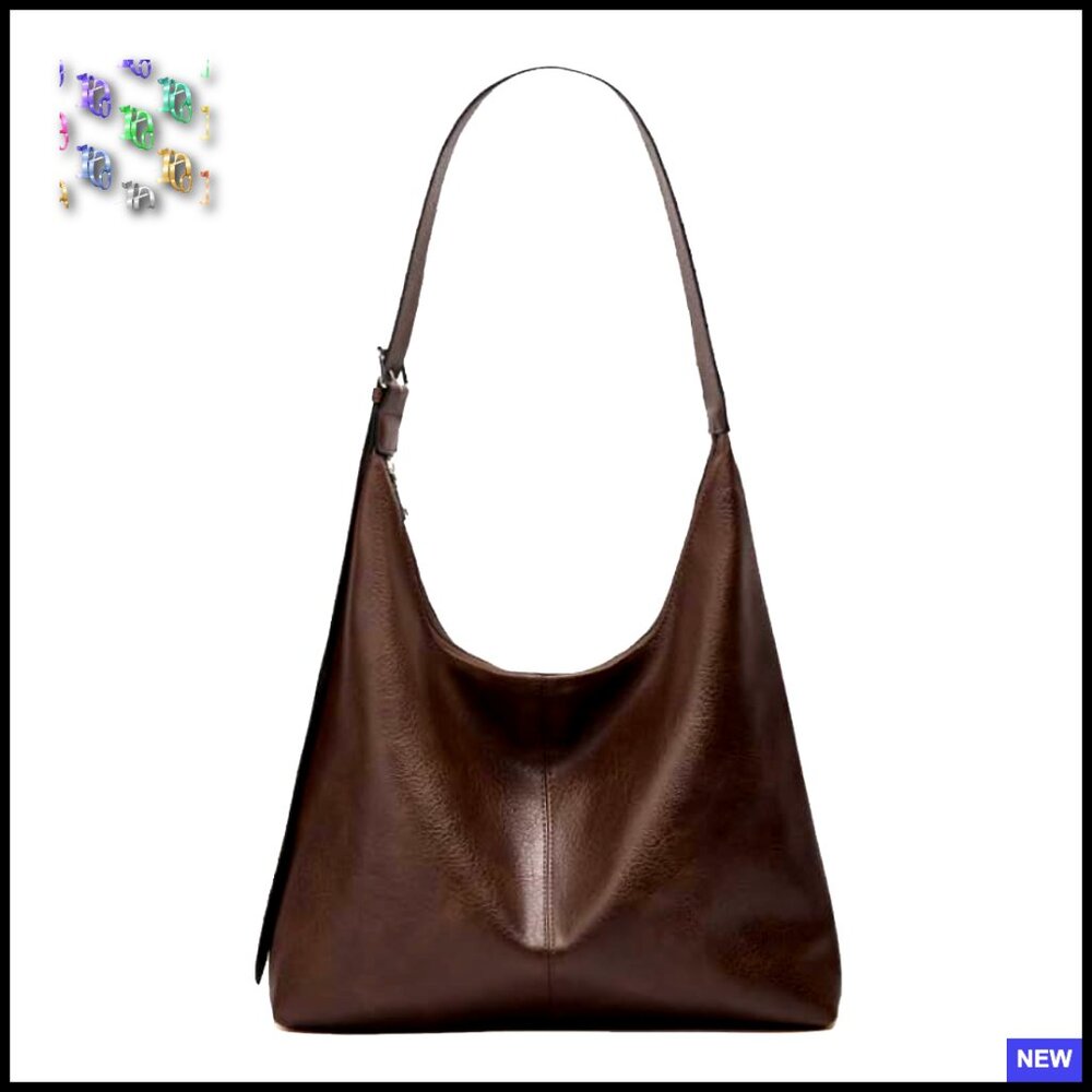 Large Vegan Leather Hobo Bag Slouchy Tote Shoulder Purse Travel Shopping